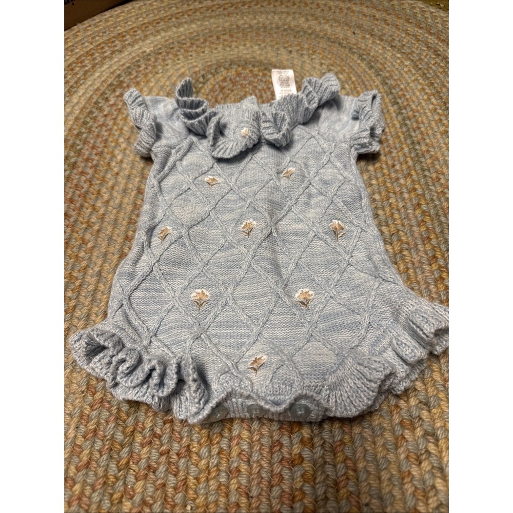 Boho Short‎ Romper Girls Baby Size 3-6m Sweater Embordered Floral 100% Cotton
